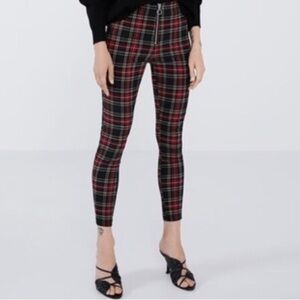 Zara Women’s High Waist Plaid Zip Front Pants